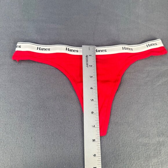 Hanes Womens Size Small 5 Panty Thong Cotton Stretch Red White New Without Tags - Picture 5 of 6